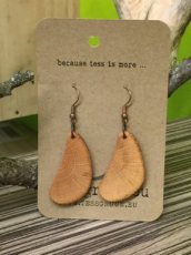 Handmade earrings from beech wood.
