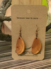 Handmade earrings from cherry wood.